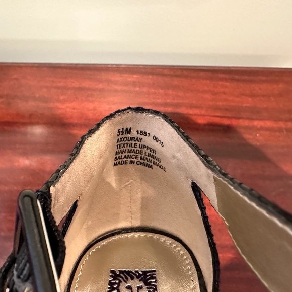 Anne Klein iFlex AK Akouray Faux Snakeskin Black Peep Toe Heel 5.5M New w/o Box - Picture 7 of 9